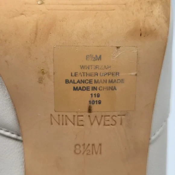 Nine West TIRZAH White Leather Pointed Toe Dress Boots SZ 8.5 - Picture 11 of 13